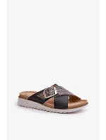 Pohodlné Dámské Pantofle S Přezkou Inblu Černé Pohodlné Dámské Pantofle S Přezkou Inblu Černé