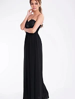 Dámské dlouhé společenské plesové šaty BOOM černé - Černá / M - PINK BOOM