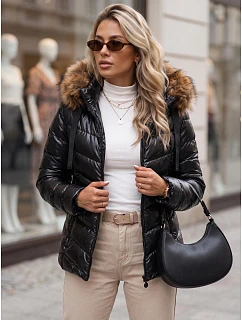 Dámská prošívaná zimní bunda s kapucí MIRIAL černá FashionStreet TY3769