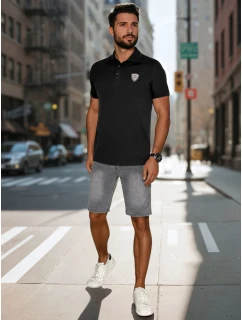 Pánská polokošile s nášivkou černá FashionStreet PX0647