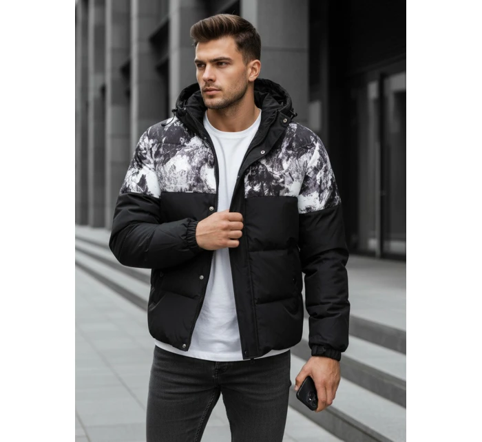 Pánská zimní bunda s kapucí černá FashionStreet TX5132 Pánská zimní bunda s kapucí černá FashionStreet TX5132