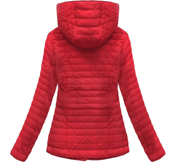 Červená bunda s asymetrickým zipem (DL015)