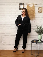 Dámská tepláková souprava s mikinou na zip plus size černá (8216)