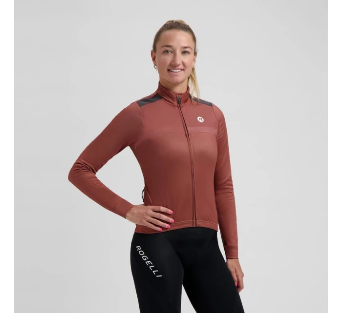 Rogelli dámský dres s dlouhým rukávem MONO hnědý XL