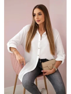 Bavlněná mušelínová košile oversize bílý