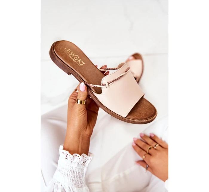 Kožené Nazouváky Lewski Shoes model 21558572 Béžové - Boto