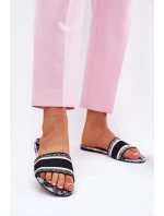 Vzorované Ploché Dámské Pantofle Černé model 21689579 - Boto Vzorované Ploché Dámské Pantofle Černé model 21689579 - Boto