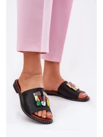 Dámské sandály na plochém podpatku s ozdobou černé model 21695688 - Boto