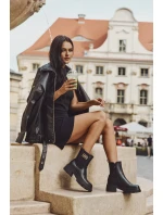 Dámské kotníkové boty se zlatým detailem zateplené černé model 21710118 - Boto