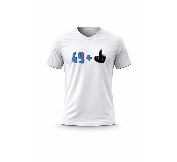 Pánské bavlněné tričko s potiskem - 49+1 - bílé