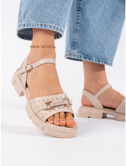 Stylové dámské hnědé  sandály na plochém podpatku