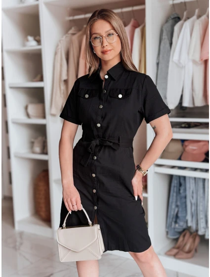 LOVE ME MIDI midi košilové šaty černé model 21988938 - Dstreet LOVE ME MIDI midi košilové šaty černé model 21988938 - Dstreet