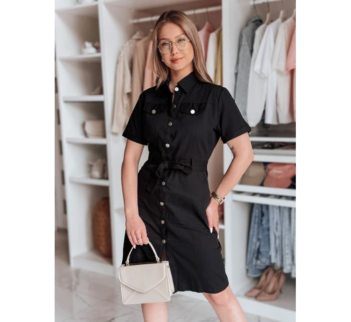 LOVE ME MIDI midi košilové šaty černé model 21988938 - Dstreet LOVE ME MIDI midi košilové šaty černé model 21988938 - Dstreet