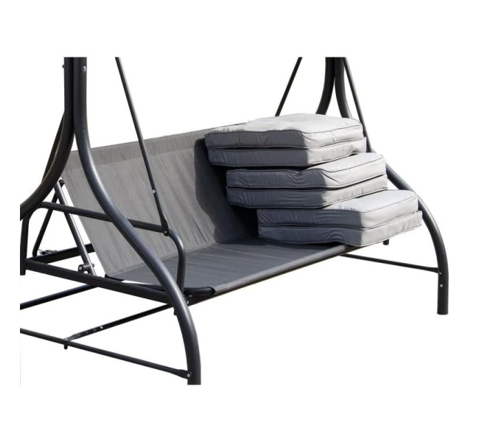 ZAHRADNÍ A BALKONOVÁ HOUPAČKA NINA 3MÍSTNÁ ŠEDÁ