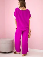 Viskózový komplet se zlatým lemováním tmavě fialová