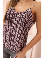 Dámská tílko s řetízkem a geometrickým vzorem tmavě růžová