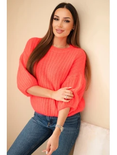 Svetr dámský z mohéru s krátkým rukávem malinový