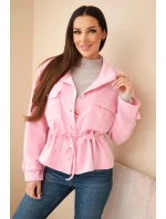 Dámská rozepínací mikina máslová s model 21952009 a kapsami cukrově růžová - K-Fashion Dámská rozepínací mikina máslová s model 21952009 a kapsami cukrově růžová - K-Fashion