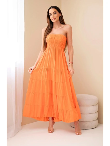 Dámské viskózové šaty s elastickým vrškem oranžová