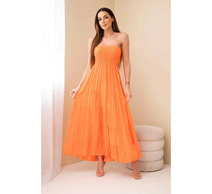 Dámské viskózové šaty s elastickým vrškem oranžová