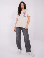 T shirt model 21821437 jasny beżowy - FPrice