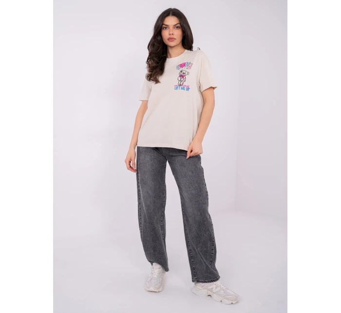 T shirt model 21821437 jasny beżowy - FPrice