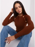 Sweter PM SW model 18904847 ciemny brązowy - FPrice Sweter PM SW model 18904847 ciemny brązowy - FPrice