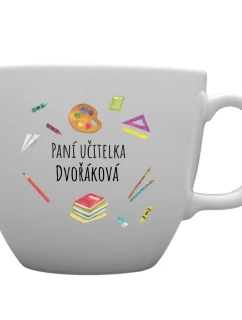 Personalizovaný MEGA XXL keramický hrnek 1000 ml pro paní učitelku/pana učitele (pomůcky)
