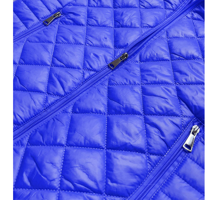 Světle modrá prošívaná dámská bunda s kapucí (LY-01)