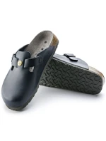 Dámské dřeváky Birkenstock Boston ESD Blue z přírodní kůže úzké úzké (0061388) Dámské dřeváky Birkenstock Boston ESD Blue z přírodní kůže úzké úzké (0061388)