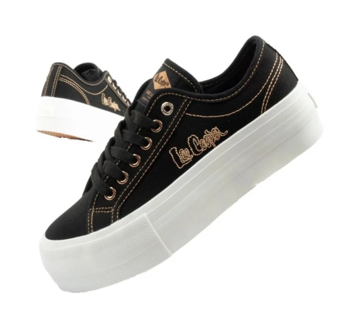 Lee Cooper dámská sportovní obuv na platformě černá se zlatými dámskými teniskami Lee Cooper dámská sportovní obuv na platformě černá se zlatými dámskými teniskami