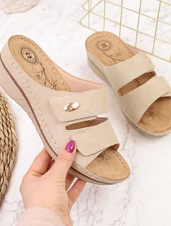 Žabky na suchý zip eVento W EVE224B beige