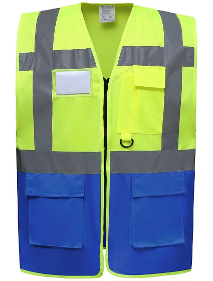 Yoko HVW 801 Hi-Vis multifunkční vesta 79.W801 hi vis yellow/royal blue Yoko HVW 801 Hi-Vis multifunkční vesta 79.W801 hi vis yellow/royal blue
