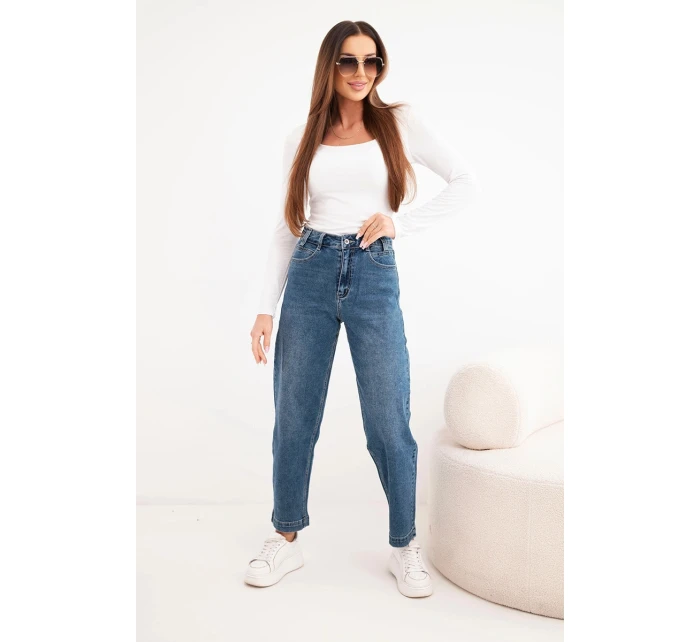 Dámské džíny s širokými nohavicemi a vysokým pasem M.Sara modré