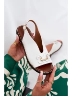 Sandály Na Ploché Podpatky S Dekorací Eko Kůže Bílé model 21685882 - Boto Sandály Na Ploché Podpatky S Dekorací Eko Kůže Bílé model 21685882 - Boto