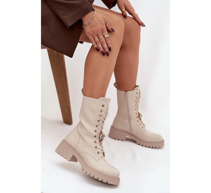 Dámské workery s přezkami Medvídek Srdce Béžové model 21744667 - Boto Dámské workery s přezkami Medvídek Srdce Béžové model 21744667 - Boto