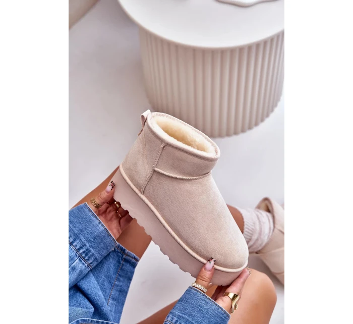 Sněhule Dámské Na Platformě Zateplené Kožíškem Světle Béžové Xamella