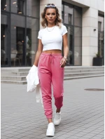 Dámské velurové růžové tepláky FashionStreet UY2839