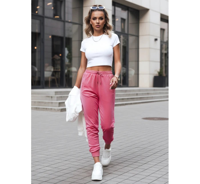 Dámské velurové růžové tepláky FashionStreet UY2839