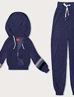 Dámská tepláková souprava s barevnými vsadkami švestka (AMG-346A)