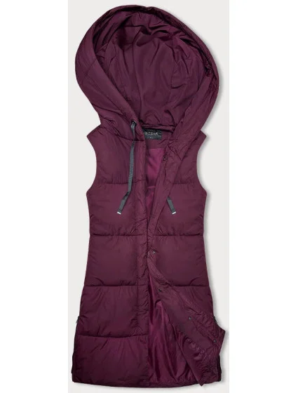 Vypasovaná dámská vesta ve vínové bordó barvě model 18934709 - J.STYLE Vypasovaná dámská vesta ve vínové bordó barvě model 18934709 - J.STYLE