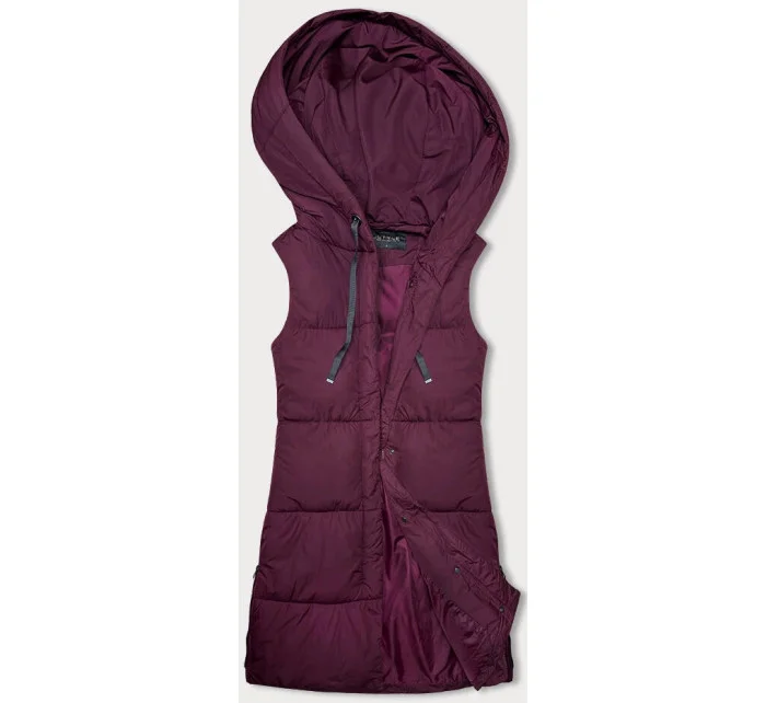 Vypasovaná dámská vesta ve vínové bordó barvě model 18934709 - J.STYLE Vypasovaná dámská vesta ve vínové bordó barvě model 18934709 - J.STYLE