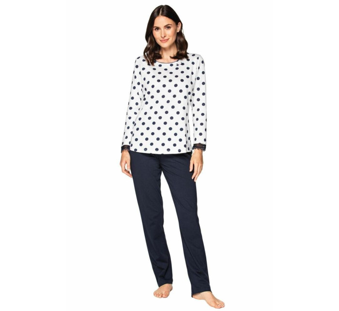 Luxusní dámské pyžamo model 16189648 šedé s puntíky - Cana