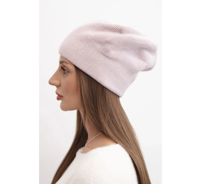 Dámská čepice vlněná klasická hladká beanie K420 fialová