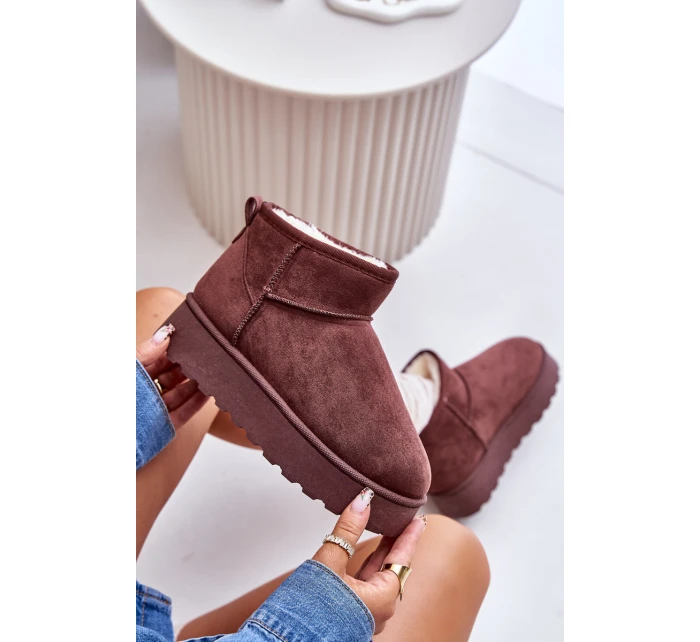 Dámské Sněhule Na Platformě Zateplené Kožíškem Tmavě Hnědé model 21672069 - Boto Dámské Sněhule Na Platformě Zateplené Kožíškem Tmavě Hnědé model 21672069 - Boto