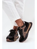 Kožené dámské tenisky na platformě Panterka model 21712452 Černé - Artiker