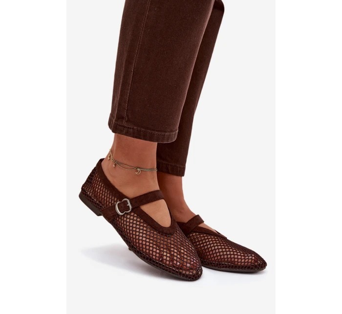 Síťované baleríny s páskem čokoládové model 21919097 - Boto Síťované baleríny s páskem čokoládové model 21919097 - Boto