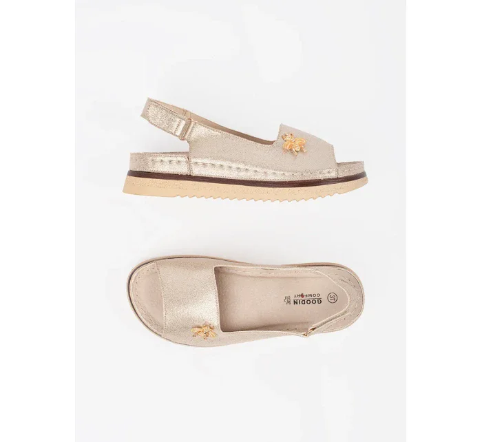 Exkluzívní zlaté dámské sandály platforma Exkluzívní zlaté dámské sandály platforma