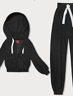 Pruhovaná tepláková souprava v černé barvě (AMG-335A)