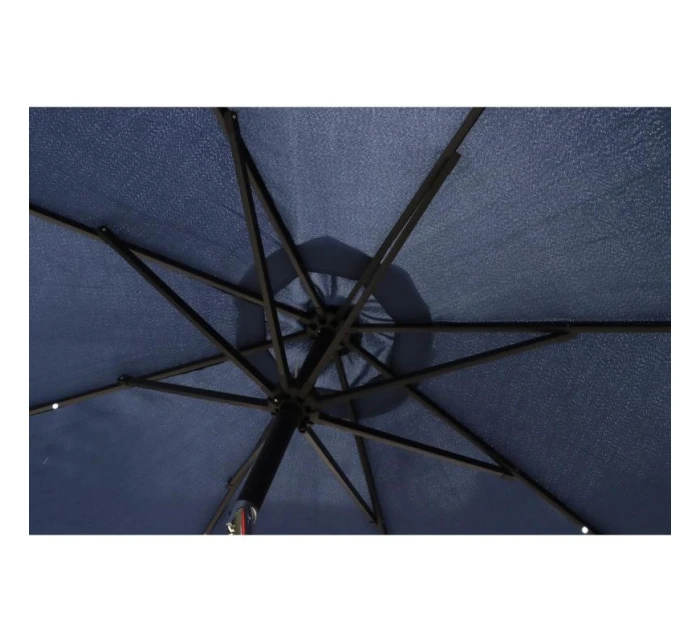 ZAHRADNÍ SLUNEČNÍK S LED OSVĚTLENÍM 300 CM TMAVĚ MODRÝ